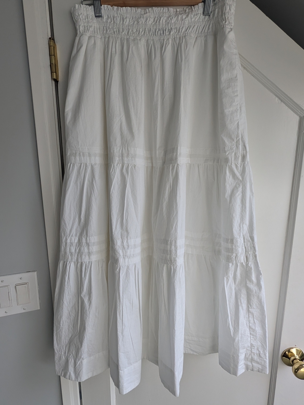 Quince White Tiered Maxi Skirt Size L